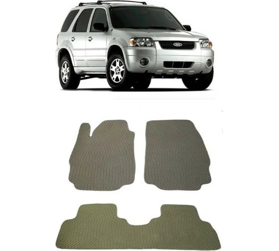 Ковры в салон автомобиля Eva Smart для ford maverick (escape) 2000 - 2007, эва сота, серые c черной окантовкой 1203-B1B5-S 1