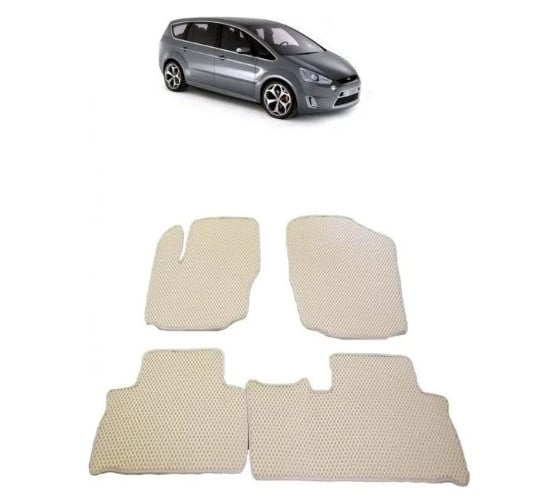 Ковры в салон автомобиля Eva Smart для ford s-max i минивэн 7мест 2006 - 2010, эва сота, коричневые c красной окантовкой 2753-A6A7-S 1