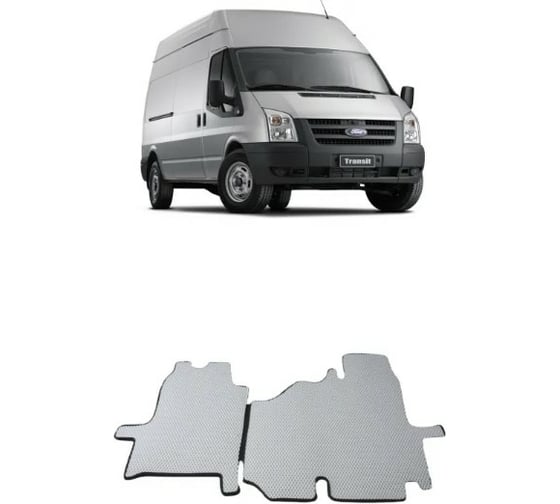 Ковры в салон автомобиля Eva Smart для ford transit 2007 - 2014, эва сота, серые c синей окантовкой 2224-B1B2-S 1
