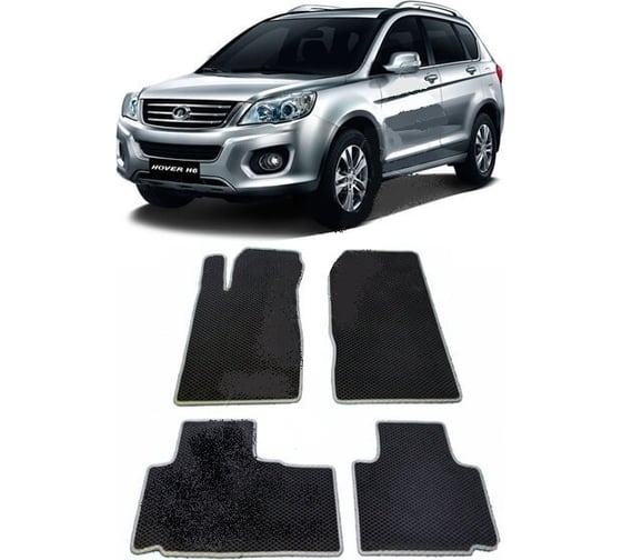 Ковры в салон автомобиля Eva Smart для great wall hover (h6) 2011 - 2017, эва сота, коричневые c синей окантовкой 1232-A6B2-S