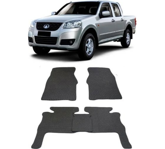 Ковры в салон автомобиля Eva Smart для great wall wingle 5 2011-2016, эва сота, черные c бежевой окантовкой 1234-B5A1-S 1