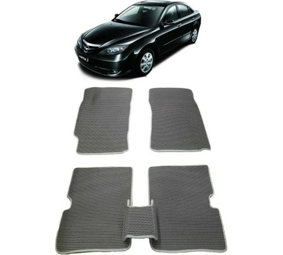 Ковры в салон автомобиля Eva Smart для haima 3 2010-2013, эва сота, черные c синей окантовкой 2686-B5B2-S 1