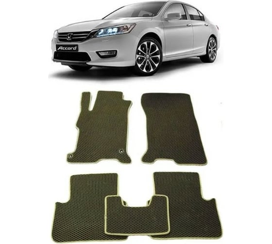 Ковры в салон автомобиля Eva Smart для honda accord ix 2013-2019, эва сота, черные c красной окантовкой 1241-B5A7-S 1