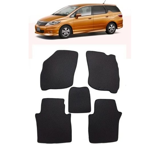 Ковры в салон автомобиля Eva Smart для honda airwave правый руль 2005-2010, эва сота, черные c серой окантовкой 1243-B5B1-S 1