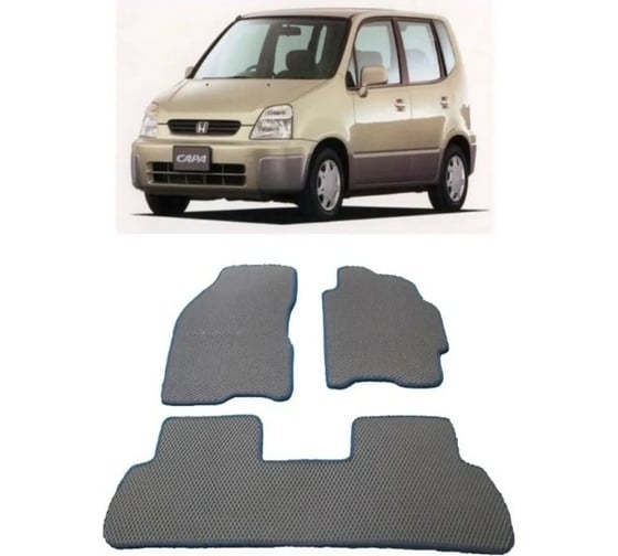 Ковры в салон автомобиля Eva Smart для honda capa правый руль 1998-2002, эва сота, черные c красной окантовкой 2558-B5A7-S
