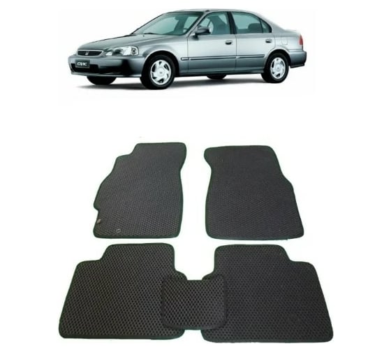Ковры в салон автомобиля Eva Smart для honda civic vi 1995-2000, эва сота, коричневые c черной окантовкой 2227-A6B5-S 1