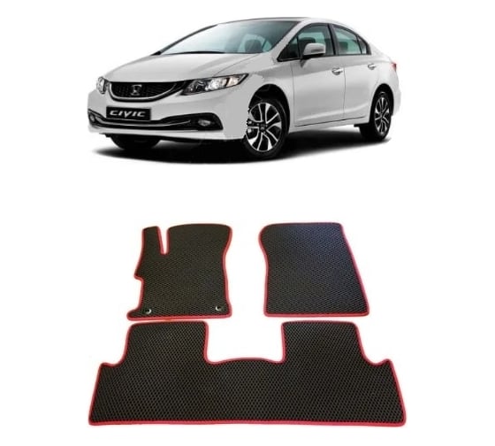 Ковры в салон автомобиля Eva Smart для honda civic ix седан рестайлинг 2013-2016, эва сота, черные c черной окантовкой 2020-B5B5-S 1