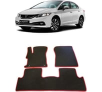 Ковры в салон автомобиля Eva Smart для honda civic ix седан рестайлинг 2013-2016, эва сота, коричневые c синей окантовкой 2020-A6B2-S