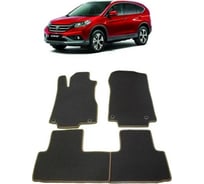 Ковры в салон автомобиля Eva Smart для honda cr-v iv 2012-2018, эва сота, черные c коричневой окантовкой 1257-B5A6-S