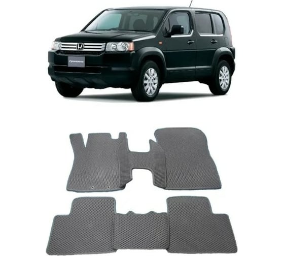 Ковры в салон автомобиля Eva Smart для honda crossroad правый руль 2007-2010, эва сота, бежевые c коричневой окантовкой 2554-A1A6-S 1