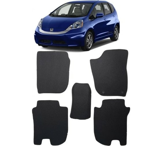 Ковры в салон автомобиля Eva Smart для honda fit iii правый руль 2013-эва сота, бежевые c черной окантовкой 2687-A1B5-S
