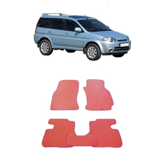 Ковры в салон автомобиля Eva Smart для honda hrv i 5дв правый руль 1998-2006, эва сота, черные c бежевой окантовкой 2337-B5A1-S 1