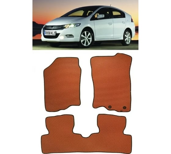 Ковры в салон автомобиля Eva Smart для honda insight ii правый руль 2009-2014, эва сота, серые c черной окантовкой 1264-B1B5-S 1