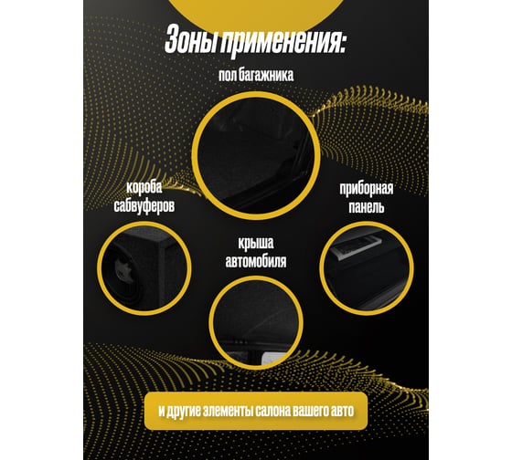 Акустический самоклеящийся карпет SGM черный 1 лист (1.5 х 1 м / 3.5 мм) SGM.K.BLK.KS.150X100.1Black