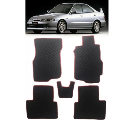 Ковры в салон автомобиля Eva Smart для honda integra iii правый руль рестайлинг 1995-2001, эва сота, коричневые c бежевой окантовкой 2385-A6A1-S