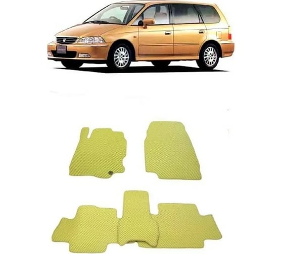 Ковры в салон автомобиля Eva Smart для honda odyssey ii правый руль 5мест 1999-2003, эва сота, коричневые c красной окантовкой 2041-A6A7-S