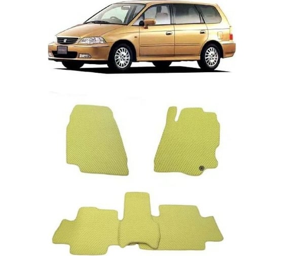 Ковры в салон автомобиля Eva Smart для honda odyssey ii правый руль 7мест 1999-2003, эва сота, коричневые c синей окантовкой 2221-A6B2-S 1