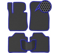 Ковры Eva Smart в салон автомобиля honda pilot ii 5мест 2008 - 2015 эва сота чёрные c синей окантовкой 1266-B5B2-S