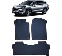 Ковры Eva Smart в салон автомобиля honda pilot iii 5мест 2015 - эва сота чёрные c коричневой окантовкой 3312-B5A6-S