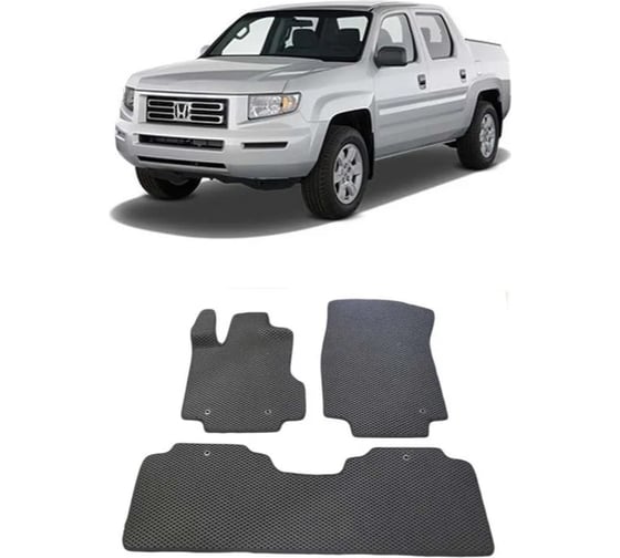 Ковры Eva Smart в салон автомобиля honda ridgeline пикап 2005 - 2009 эва сота серые c синей окантовкой 1269-B1B2-S