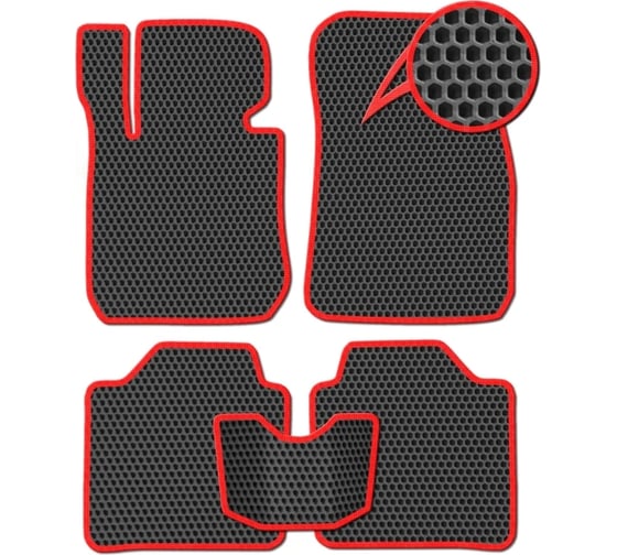 Ковры Eva Smart в салон автомобиля honda shuttle ii правый руль 2015 - 2019 эва сота чёрные c красной окантовкой 3809-B5A7-S 1