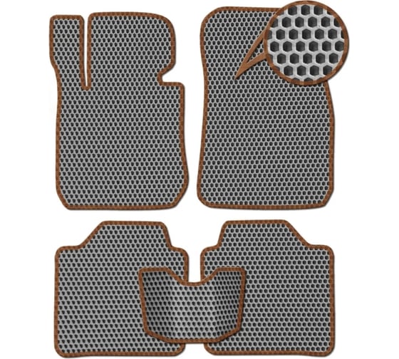 Ковры Eva Smart в салон автомобиля honda shuttle ii правый руль 2015 - 2019 эва сота серые c коричневой окантовкой 3809-B1A6-S 1