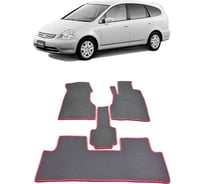 Ковры Eva Smart в салон автомобиля honda stream l правый руль 2000 - 2003 эва сота чёрные c коричневой окантовкой 2364-B5A6-S