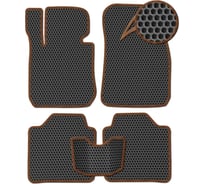 Ковры Eva Smart в салон автомобиля honda z 1998 - 2002 эва сота чёрные c коричневой окантовкой 2631-B5A6-S