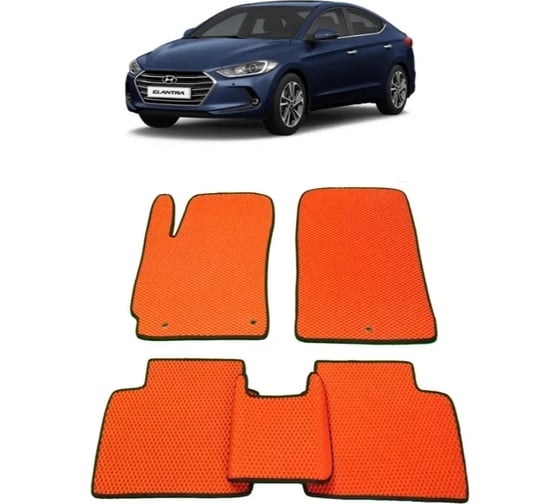 Ковры Eva Smart в салон автомобиля hyundai elantra vi седан 2015 - 2020 эва сота чёрные c коричневой окантовкой 2208-B5A6-S