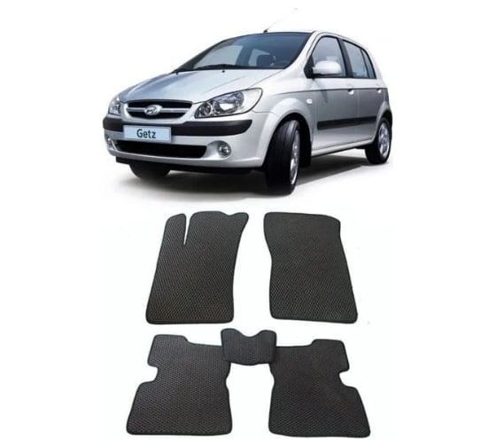 Ковры Eva Smart в салон автомобиля hyundai getz 2002 - 2011 эва сота бежевые c синей окантовкой 1279-A1B2-S