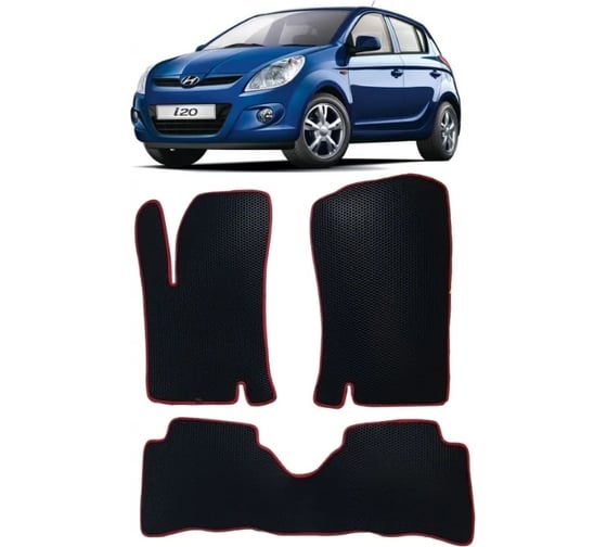 Ковры Eva Smart в салон автомобиля hyundai i20 2008 - 2014 эва сота серые c черной окантовкой 1280-B1B5-S 1