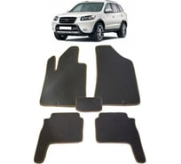 Ковры Eva Smart в салон автомобиля hyundai santa fe ii 5мест 2006 - 2010 эва сота чёрные c синей окантовкой 1287-B5B2-S