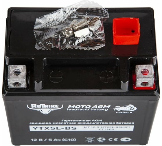 Стартерный аккумулятор для мототехники Rutrike YTX5L-BS 12 В/5 Aч (UTX5L-BS, CT 1205, MT 12-5) 024014