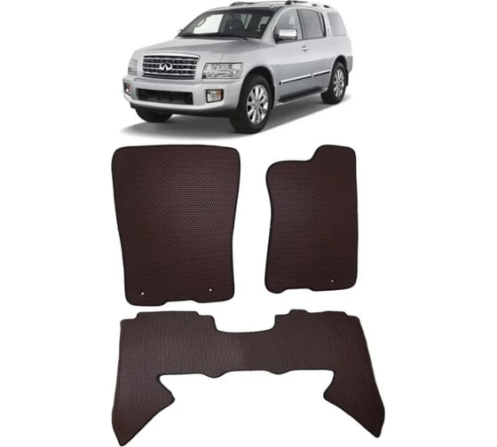 Ковры Eva Smart в салон автомобиля infiniti qx56 i 5мест рестайлинг 2007 - 2010 эва сота серые c бежевой окантовкой 2383-B1A1-S 1