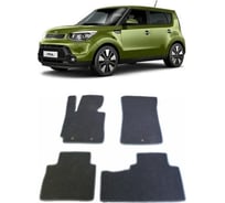 Ковры Eva Smart в салон автомобиля kia soul ii 2013 - 2019 эва сота чёрные c коричневой окантовкой 1378-B5A6-S