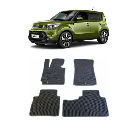 Ковры Eva Smart в салон автомобиля kia soul ii 2013 - 2019 эва сота серые c черной окантовкой 1378-B1B5-S 1