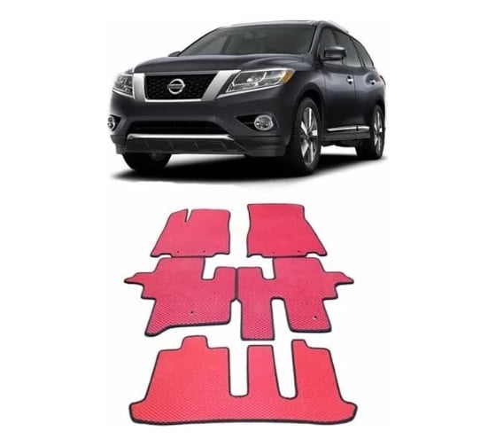 Ковры Eva Smart в салон автомобиля nissan pathfinder iv (r52) 5мест 2014 - эва сота чёрные c синей окантовкой 1593-B5B2-S 1
