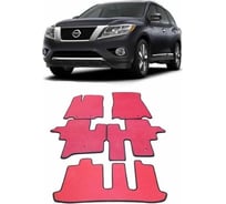 Ковры Eva Smart в салон автомобиля nissan pathfinder iv (r52) 7мест 2014 - эва сота коричневые c красной окантовкой 1594-A6A7-S
