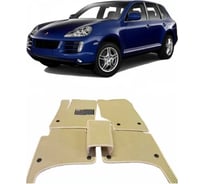 Ковры Eva Smart в салон автомобиля porsche cayenne i (957) 2008 - 2010 эва сота чёрные c коричневой окантовкой 1680-B5A6-S