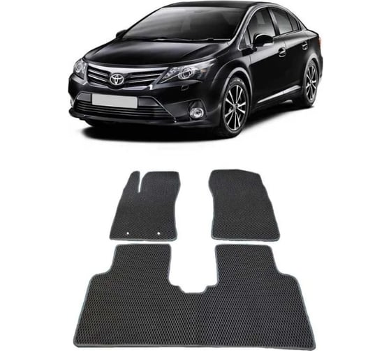 Ковры Eva Smart в салон автомобиля toyota avensis iii 2009 - 2018 эва сота серые c синей окантовкой 1792-B1B2-S 1