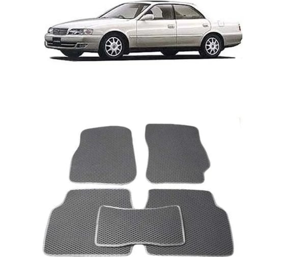 Ковры Eva Smart в салон автомобиля toyota chaser vi правый руль рестайлинг 1998 - 2001 эва сота чёрные c серой окантовкой 2095-B5B1-S 1