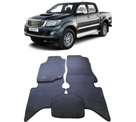 Ковры Eva Smart в салон автомобиля toyota hilux vii 2005 - 2015 эва сота чёрные c серой окантовкой 1813-B5B1-S