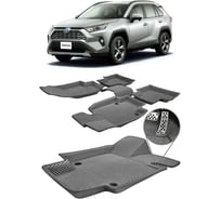 Ковры Eva Smart в салон автомобиля toyota rav 4 v (xa50) 2018 - эва сота чёрные c коричневой окантовкой 3082-B5A6-S