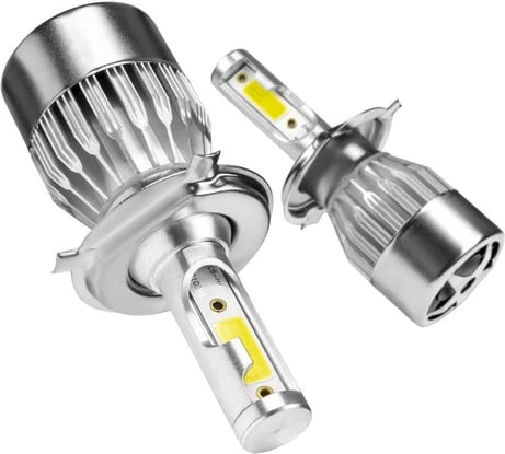 Светодиодные лампы LED для авто LEDZILLA C6 H4 18Вт 12В лампочки для автомобилей в фары ДХО птф лед, комплект 2шт C6-H4
