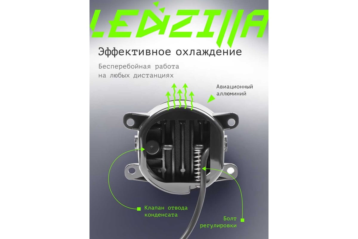 Противотуманныесветодиодные автомобильные фары LEDZILLA универсальные с  регулировкой, 2 режима белый желтый 30Вт ДХО для авто, лед ПТФ, 2шт 2190-YW  - выгодная цена, отзывы, характеристики, фото - купить в Москве и РФ