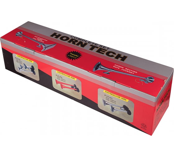 Звуковой сигнал SKYWAY 1 рожок воздушный SW 027 L=640мм 12/24V 120dB Хром 10А S07601027