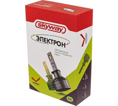 Автолампа-LED SKYWAY H4 40W 6500K 4000Lm 12/24V 2-конт ЭЛЕКТРОН (K40) рад+вент+контр компл.2 шт S08701032