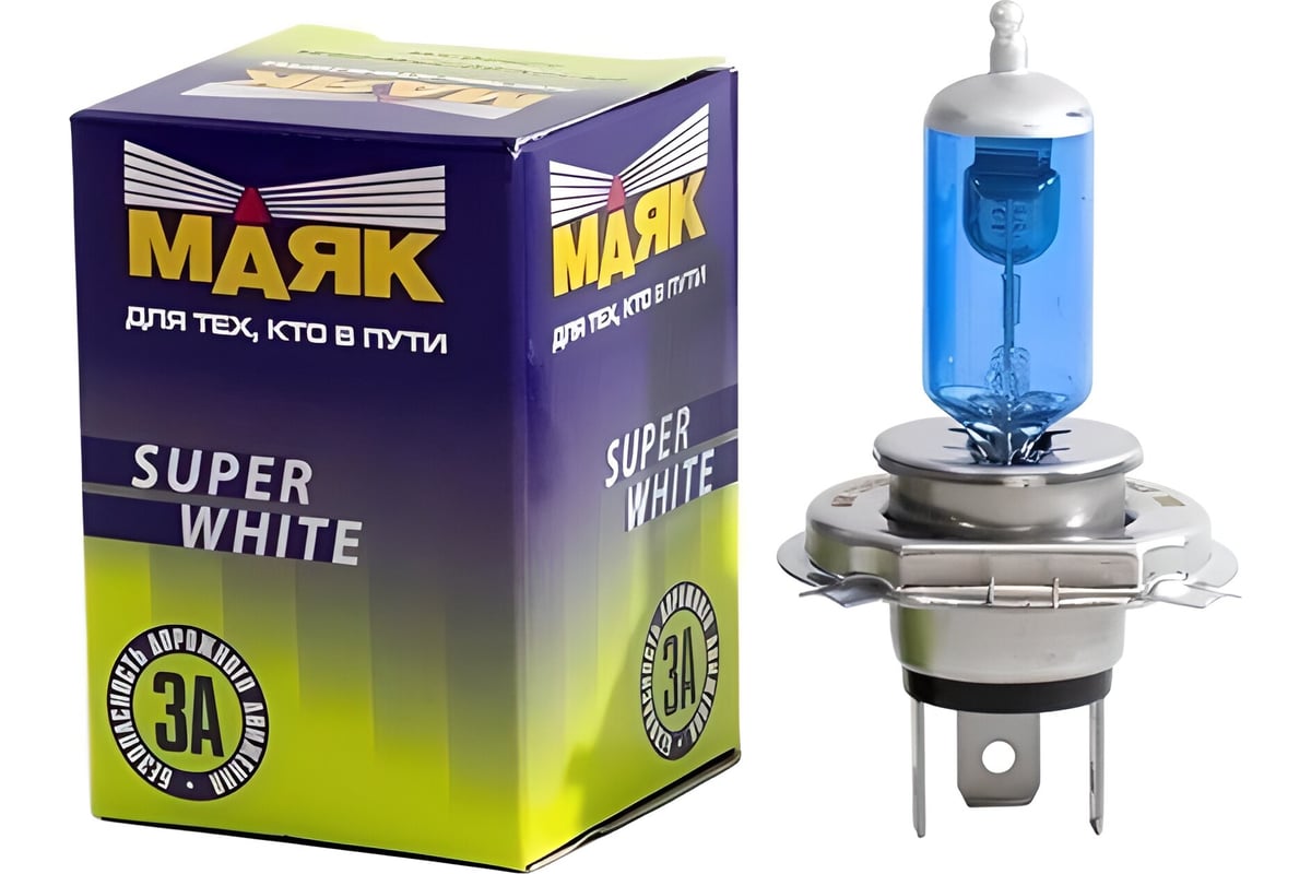 52420SW Маяк Лампа 12V H4 60/55W P43t SUPER White 1 шт. картон