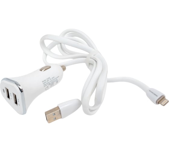Автомобильное зарядное устройство More Choice 2USB, 2.4 A, для Lightning 8-pin AC22i White