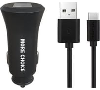 Автомобильное зарядное устройство More Choice 2USB, 2.4 A, для Type-C AC23a Black 25943177